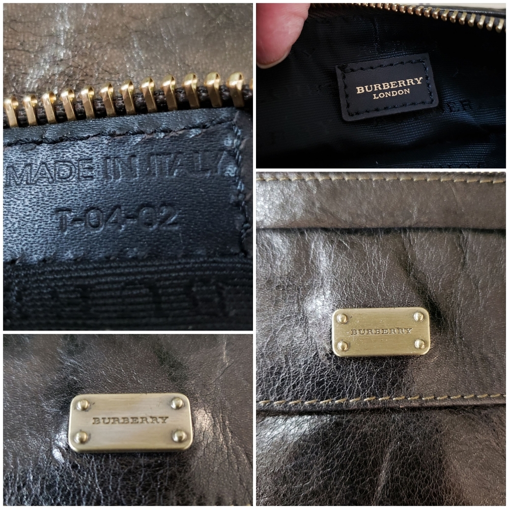 BURBERRY* Distressed leather wristlet pouch - Picture 6 of 8
